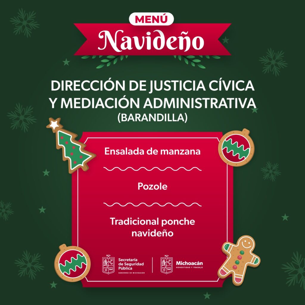 Pozole, ponche y ensalada de manzana, cena navideña en Barandilla: SSP Michoacán