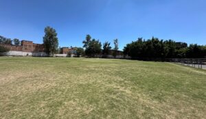Realizan mantenimiento a cancha de futbol en unidad “de abajo”