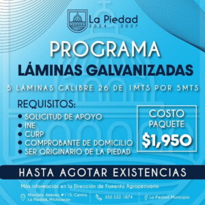 Ofrece ayuntamiento programa de lámina galvanizada
