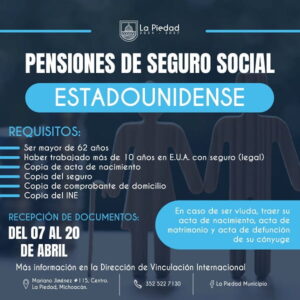 Abren ventanilla para programa de Pensión de Seguro social de Estados Unidos