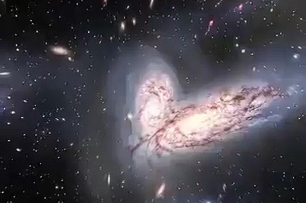 Dos galaxias comienzan una colisión cósmica que terminará en una sola galaxia